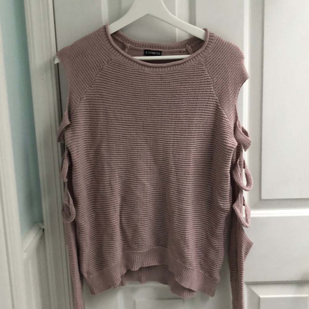 Pink Express Sweater With Ripped Sleeves